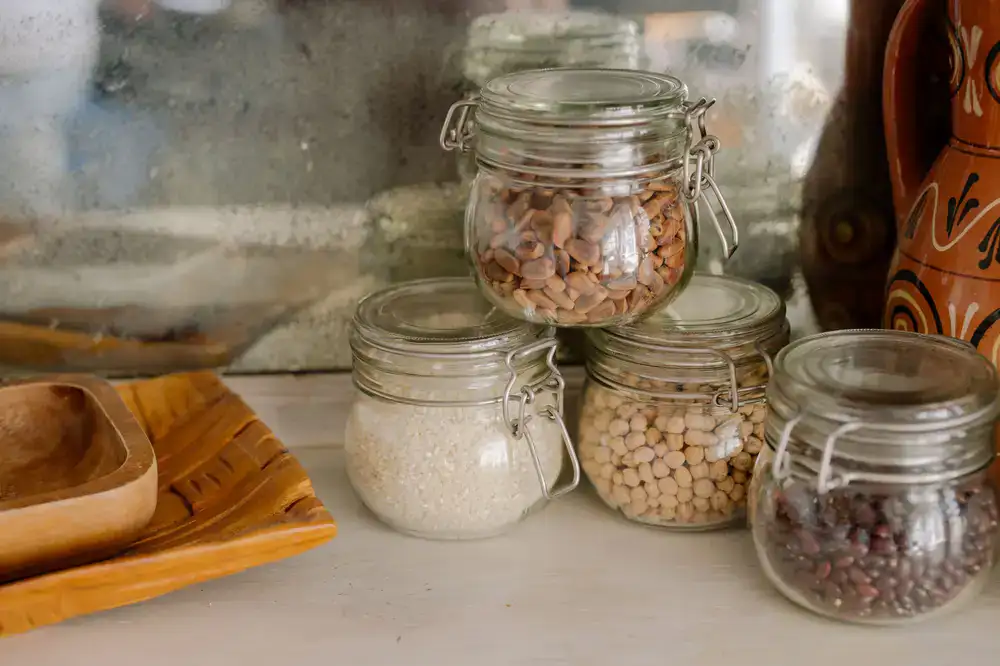 Bright shop interior featuring glass dispensers filled with pantry goods