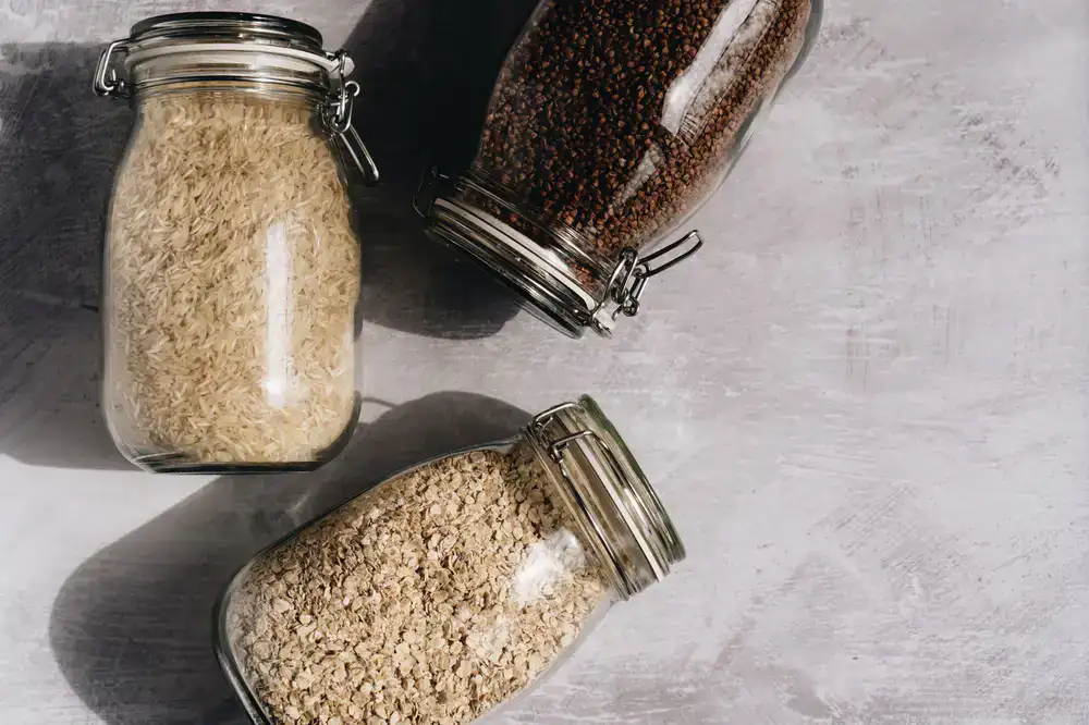 Jars filled with grains and dry goods
